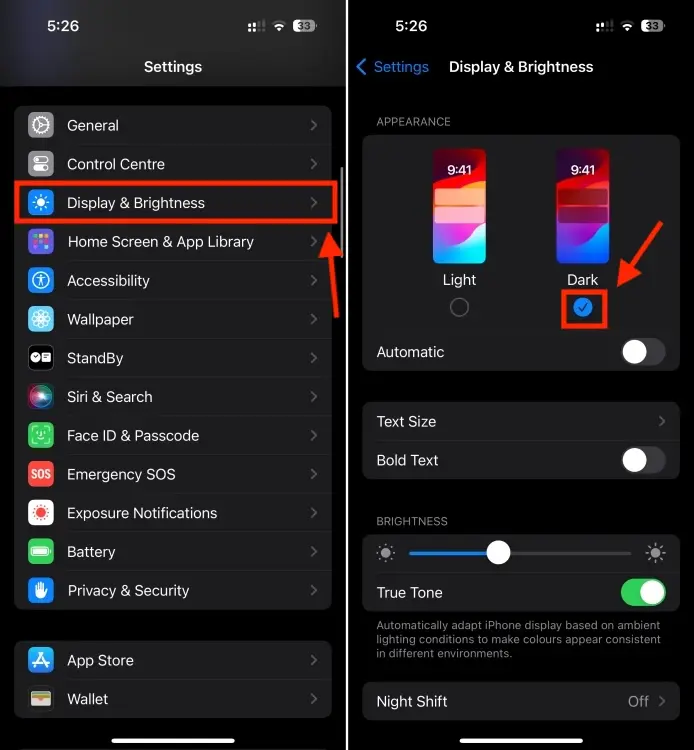 Enable Dark Mode Using System Settings